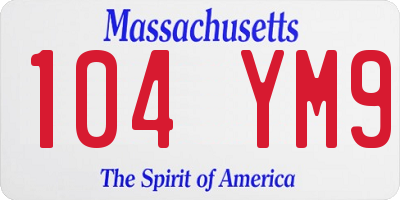 MA license plate 104YM9