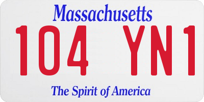 MA license plate 104YN1