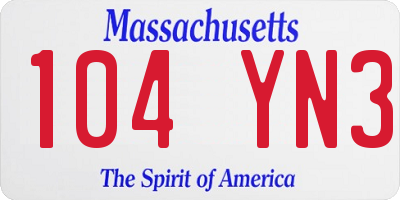 MA license plate 104YN3