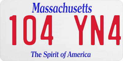 MA license plate 104YN4