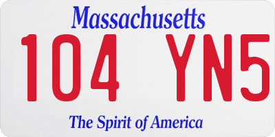 MA license plate 104YN5