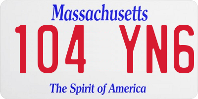 MA license plate 104YN6