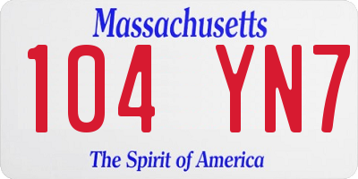 MA license plate 104YN7