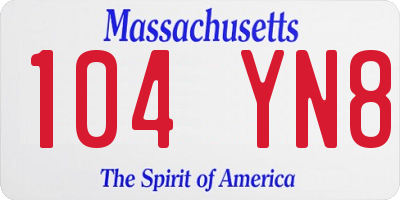 MA license plate 104YN8