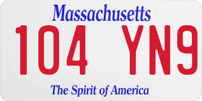 MA license plate 104YN9