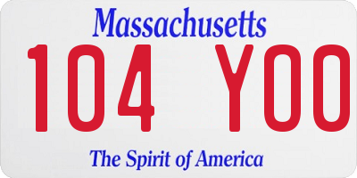 MA license plate 104YO0