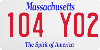 MA license plate 104YO2