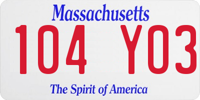 MA license plate 104YO3