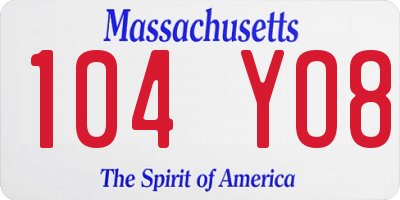MA license plate 104YO8