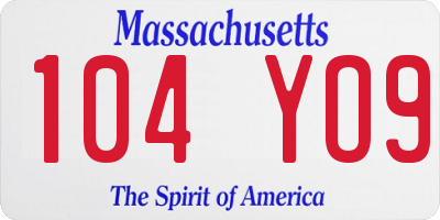 MA license plate 104YO9