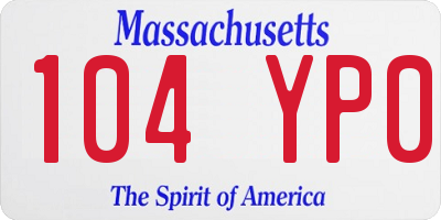 MA license plate 104YP0