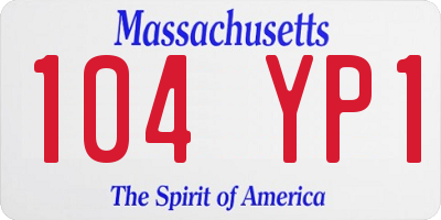 MA license plate 104YP1