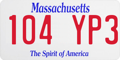 MA license plate 104YP3