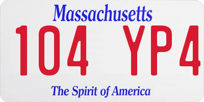 MA license plate 104YP4