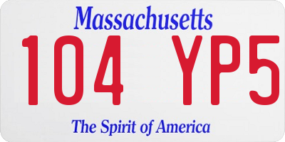 MA license plate 104YP5