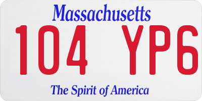 MA license plate 104YP6