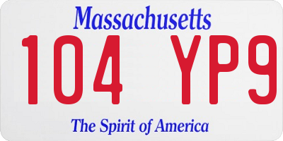 MA license plate 104YP9