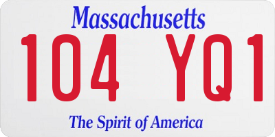 MA license plate 104YQ1