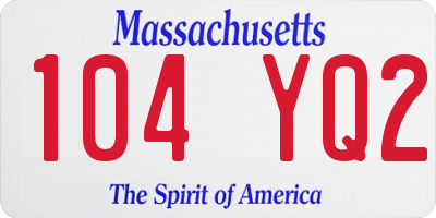 MA license plate 104YQ2
