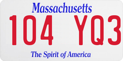 MA license plate 104YQ3