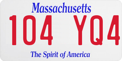 MA license plate 104YQ4