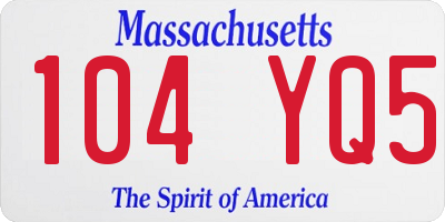 MA license plate 104YQ5