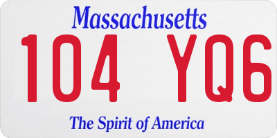 MA license plate 104YQ6