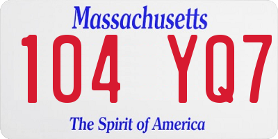 MA license plate 104YQ7