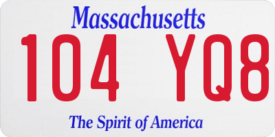 MA license plate 104YQ8