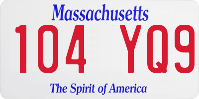 MA license plate 104YQ9