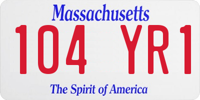 MA license plate 104YR1