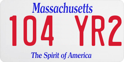 MA license plate 104YR2