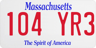MA license plate 104YR3