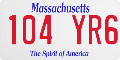 MA license plate 104YR6