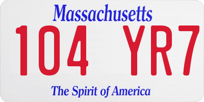 MA license plate 104YR7
