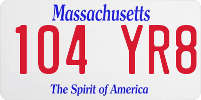 MA license plate 104YR8