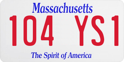 MA license plate 104YS1