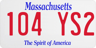 MA license plate 104YS2
