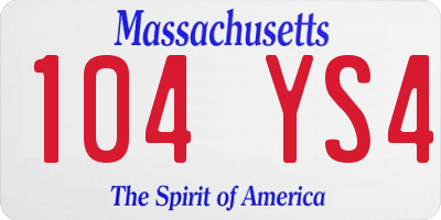 MA license plate 104YS4