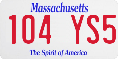 MA license plate 104YS5