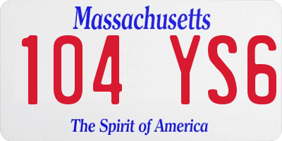 MA license plate 104YS6