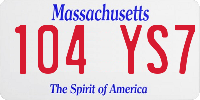 MA license plate 104YS7
