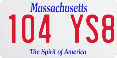 MA license plate 104YS8
