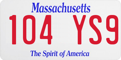 MA license plate 104YS9