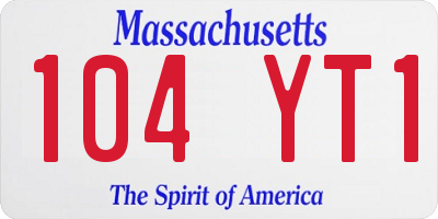 MA license plate 104YT1