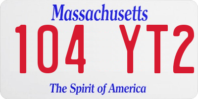 MA license plate 104YT2