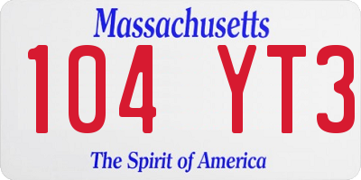MA license plate 104YT3
