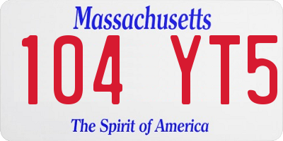 MA license plate 104YT5