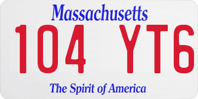 MA license plate 104YT6