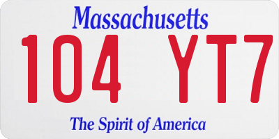 MA license plate 104YT7